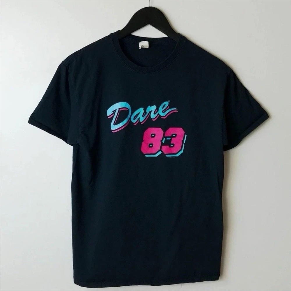 🩶5/$30 DARE Youth Program Black T-Shirt Pink and Blue 1980s Design Size Medium